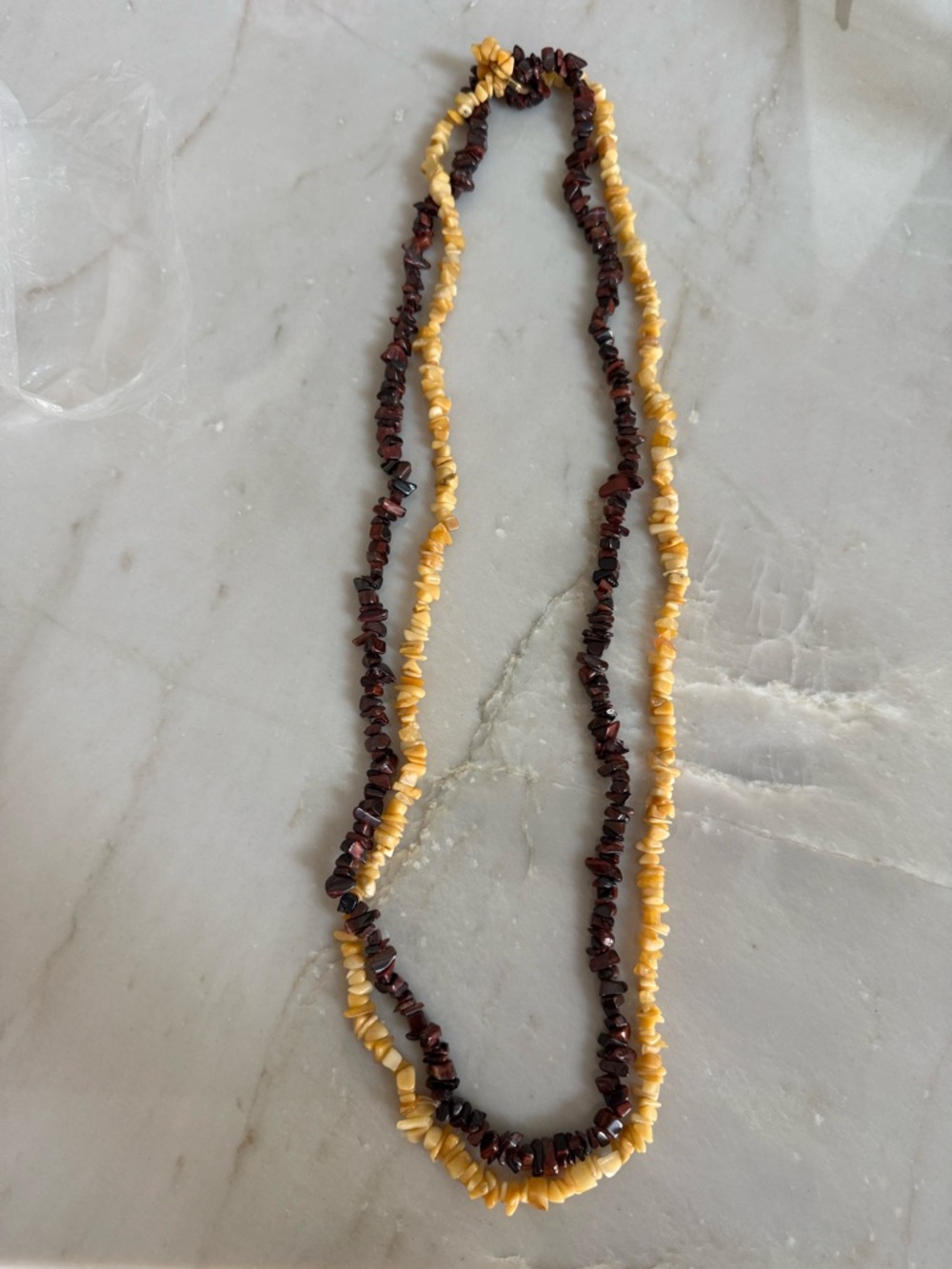 Yellow and Brown Chip Bead Necklace - Women Jewelry